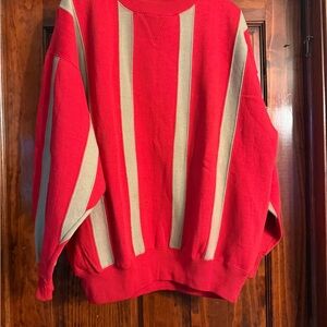 Vintage Red and Beige Striped Sweater